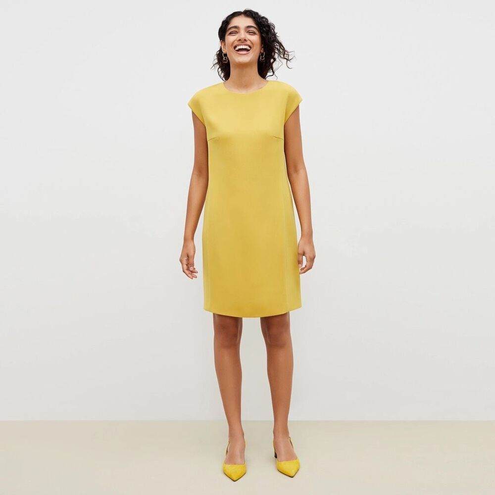 M.M.LaFleur Maaza Goldenrod Crepe Shift Sheath Work Dress Size 12